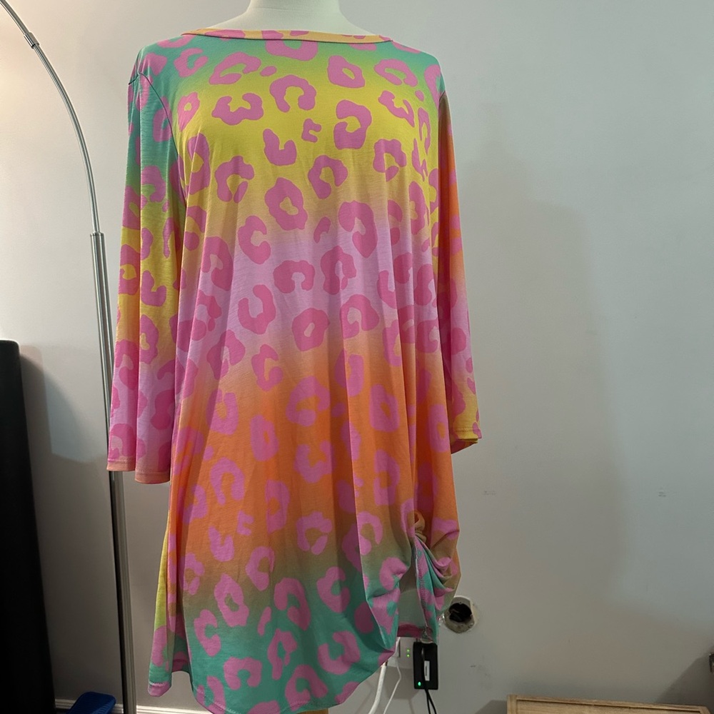 Colorful Leopard Print Tunic Shirt